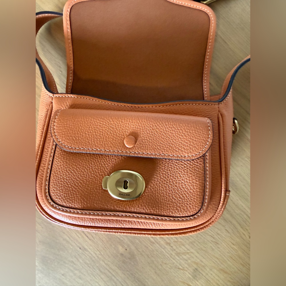 Coach Tabby Pebbled Leather Messenger 19 Faded Orange Crossbody Bag - Picture 5 of 16